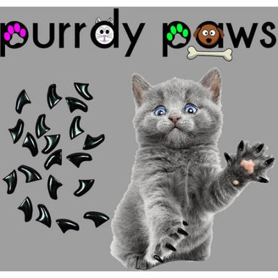 Soft anti scratch nail caps for cat claws * black * kitten size * Purrdy Paws brand