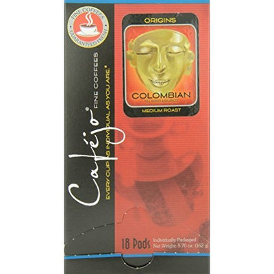 Cafejo Single Cup Coffee Pods, Colombian (18 Count Box)