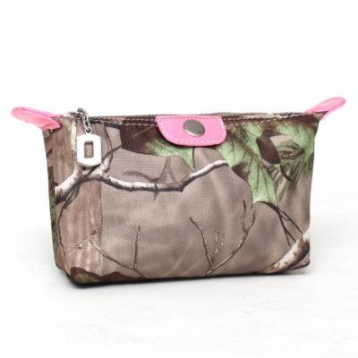 Realtree® Pink Camouflage Fabric Cosmetic Bag w/ Faux Leather Trim - RT1-51943B APG/PK