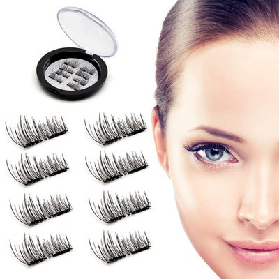 Magnetic False Eyelashes (8 PCS) Newest Design Dual Magnetic Eyelash Extensions 3D Reusable Fake Lashes For Women Makeup, No Glue, Natural Look (4-1)