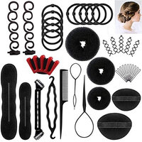 HP95 Pack of 41 DIY Magic Hair Clip Pads Foam Hair Styling Hairstyle Tools for Women Girls,Twist Plait Hair Roller Bun Maker Braiding Tool Holder Salon Accessory