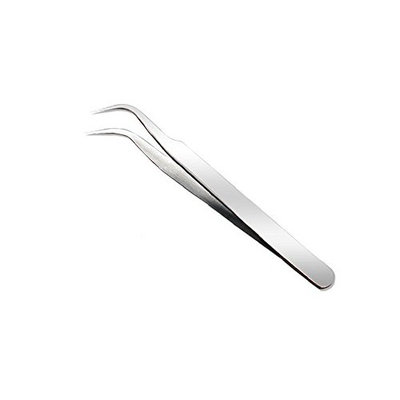 1PCS Professional Stainless Steel Blackhead Whitehead Remover- Bend Curved Tweezers Extractor Plier Tool with Plastic Cap for Acne Treatment and Facial Skin Care Tool(Silver)