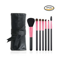 anmor Makeup Brush Cleaner, Professional Makeup Brushes Kit with Black Bag Synthetic Cosmetics Pink