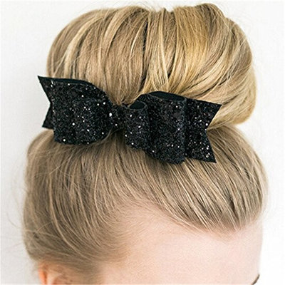 Potato001 Girl’s Shining Bowknot Spring Hair Clip Glitter Bow Barrette Hair Accessory