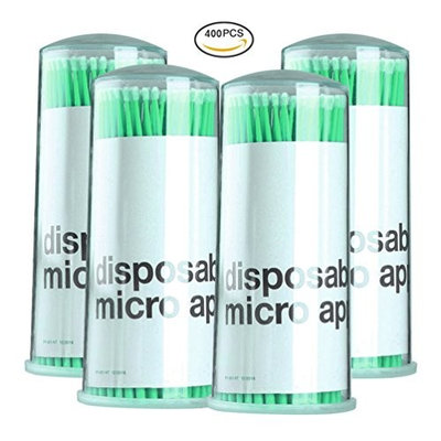 Pretty See Disposable Micro Applicators Brushes Makeup Microbrush Eye Applicator, Suitable for Eyelash Extension Removal, Makeup Removal, Nail Art and Painting, 400 Pcs, Green