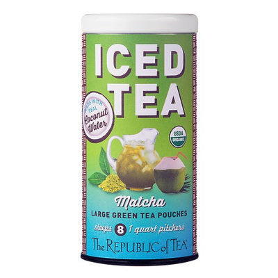 The Republic Of Tea Organic Matcha Coconut Water Iced Tea Pouches, 8 Quarts / 8 Large Iced Tea Pouches