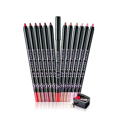 Putars 12PCS Women Sexy Waterproof Lip Liner Pencil Long Lasting Lipliner Makeup Tool