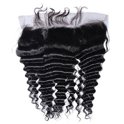 Beata Hair Full Lace Frontal Closure 13x4 Inch Deep Wave with Baby Hair Lightly Bleached Knots (10inch)