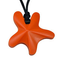 chubuddy Chewable Star Fish Pendant Chewie, Non-Toxic Material-Orange