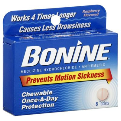 Bonine Chewable Tablets for Motion Sickness, Raspberry, 8 ea
