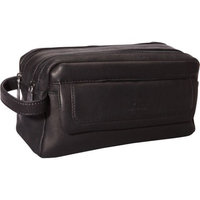 Mancini Leather Goods Colombian Leather Double Compartment Toiletry Kit