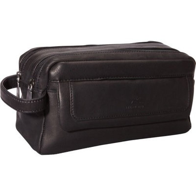 Mancini Leather Goods Colombian Leather Double Compartment Toiletry Kit
