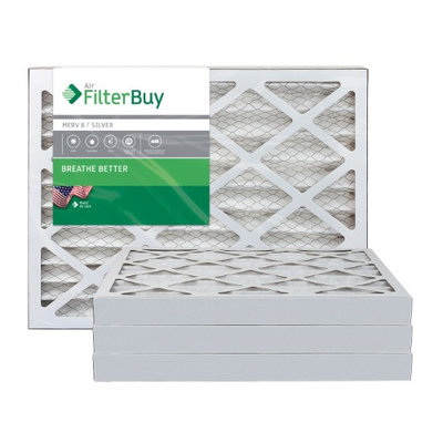 AFB Silver MERV 8 12x16x2 Pleated AC Furnace Air Filter. Filters. 100% produced in the USA. (Pack of 4)