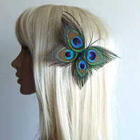 Expxon New Butterfly Peacock Feather Bridal Wedding Hair Clip Pin Head Hairpin