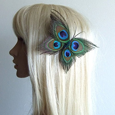 Expxon New Butterfly Peacock Feather Bridal Wedding Hair Clip Pin Head Hairpin