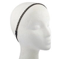 Lux Accessories Black SilvertoneTone Bugle Bead Headwrap Elastic Stretch Headband