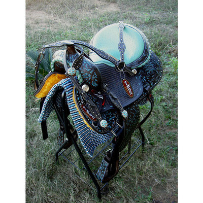 Horse Western Barrel Show Pleasure LEATHER SADDLE Bridle 50177