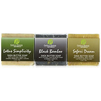 3 EXOTIC NATURAL SOAPS in an Organza Bag, 3.2 oz Each. Shea Butter + Essential Oils, Soft, Moisturizing and Decorative. For Face & Body.