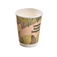 Packnwood 210GCDW10 10 oz Double Wall Compostable Paper Cups 3.5 x 3.7 in.