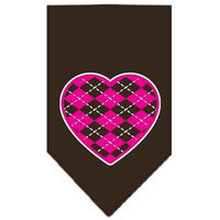 Ahi Argyle Paw Pink Screen Print Bandana Cocoa Small