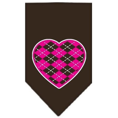Ahi Argyle Paw Pink Screen Print Bandana Cocoa Small