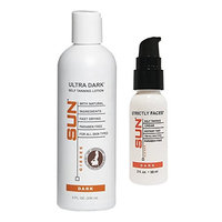 Dark Self Tanner Face & Body - Natural Sunless Tanning Lotion 8 oz Body | 2 oz Face for Bronzing and Golden Tan - Sunless Bronzer Flawless Fake Tanning Gel Lotion Lotion