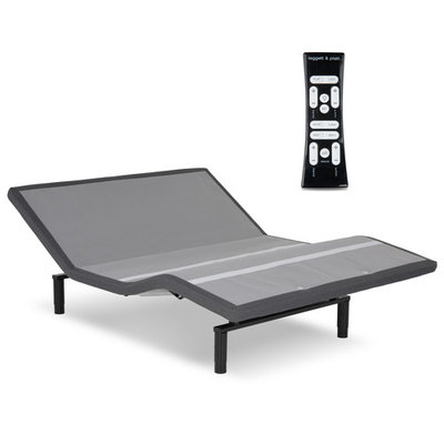 Simplicity 3.0 Low-Profile Adjustable Bed Base with Full Body Massage and Simultaneous Movement, Charcoal Gray Finish, Queen