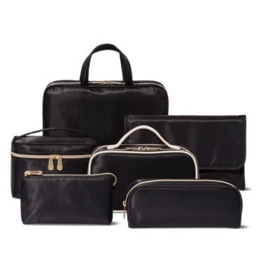 Sonia Kashuk 3pc Compartment Compact Makeup Bag- Black
