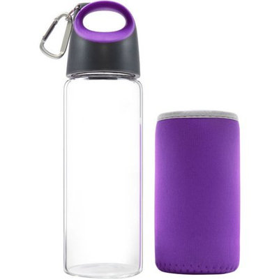 Carteret Collections Hot And Cold Glass Bottle With Sleeve - Purple
