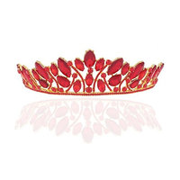 Frcolor Bridal Wedding Tiara Crown - Red Crystal Diamond Bridal Princess Crown