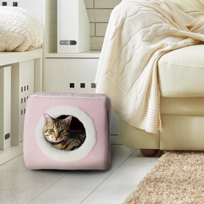 Trademark Global Games Cat Pet Bed, Cave- Soft Indoor Enclosed Covered Cavern/House for Cats, Kittens, and Small Pets with Removable Cushion Pad by PETMAKER