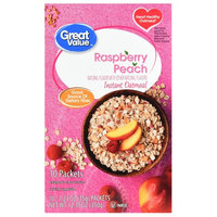 Great Value Instant Oatmeal, Raspberry Peach, 10 Count