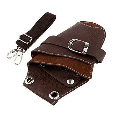 SunniMix Real Leather Barber Waist Pouch Scissors Hair Cutting Tools Pouch Holster Belt Hairdressing Shears Accessories Holder