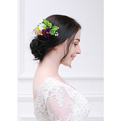Kercisbeauty Lvory Burgundy Hair Comb for Girl Flower Comb for Women Flower for Hair Spring Wedding Romantic Hair Comb Bride Hair Comb Spring Hair Comb