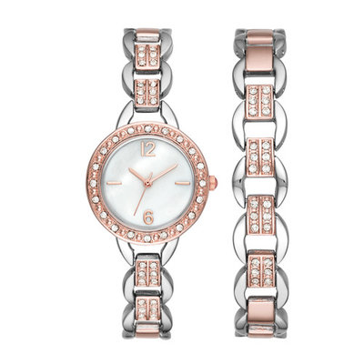 Ladies Touch of Rose Gold Bracelet Watch Set