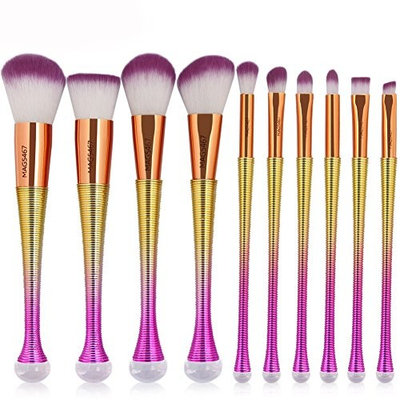 Becoler Mermaid Foundation Eyeshadow Face Brushes 10 Pcs