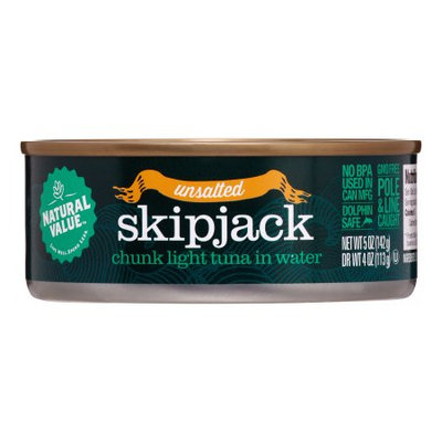 Natural Value Canned Skipjack Tuna, No Salt Added, 5 Oz