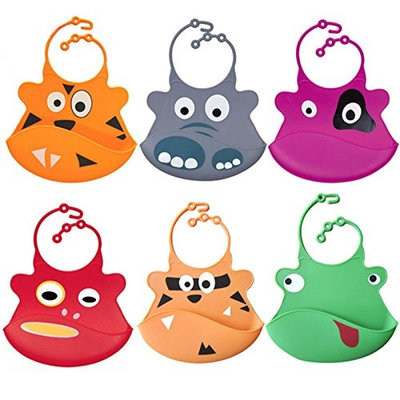 Shuxen(TM) BS#S Washable Silicone Infant Feeding Baby Kid Bib Fun Characters Waterproof