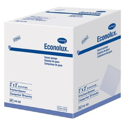Econolux - Gauze Sponge Econolux - Cotton 8-Ply 4 X 4 Inch Square Sterile - 100/Box - McK