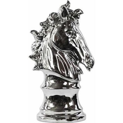 Urban Trends Collection: Ceramic Horse Head, Polished Chrome Finish, Silver