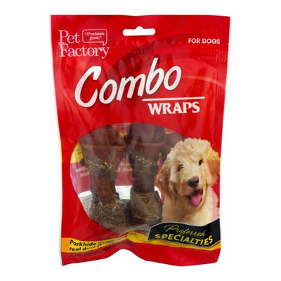 Pet Factory Combo Wraps Porkhide Bones Wrapped w/ Duck Jerky, 4-5in 3ct