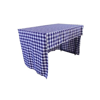LA Linen TCcheck-OB-fit-72x30x30-RoyalK50 Open Back Fitted Checkered Classroom Tablecloth White & Royal Blue - 72 x 30 x 30 in.