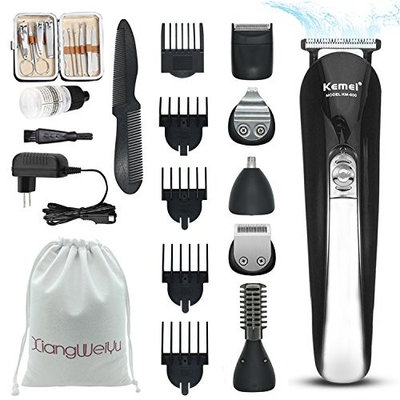 Hair Grooming kit Professional Men's Beard Hair Clippers Multifunctional IPX67 Waterproof Face and Body Hair Trimmer Rechargeable Electric Hair Shaver with 16 Attachments by XiangWeiYu