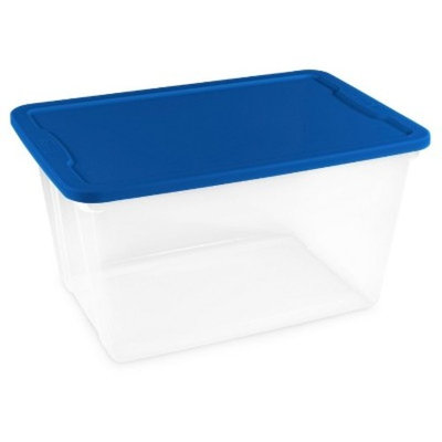 Homz® 56qt Storage Totes, Set of 8, Clear/Blue