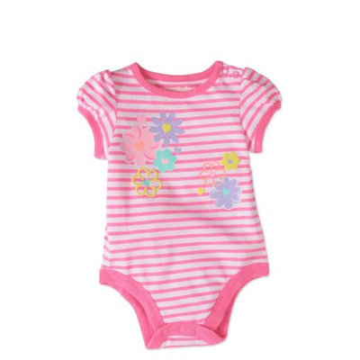 Garanimals Baby Girl Short Sleeve Graphic Stripe Bodysuit