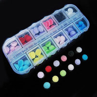 12 Color Round Acrylic Round Flower with Case for Nail Art Cell Phone
