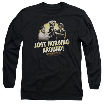 ABBOTT & COSTELLO/HORSING AROUND-L/S ADULT 18/1-BLACK-2X