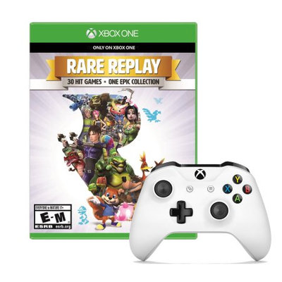 Microsoft Xbox One Controller in White with Rare Replay