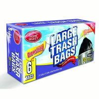 Home Select Drawstring Trash Bags, Extra Large Trash Bags, Black, 30 gallon, 6 Ct