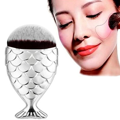 Bestpriceam Fish Scale Makeup Brush Fishtail Bottom Brush Powder Blush Makeup Cosmetic Brush (Silver)